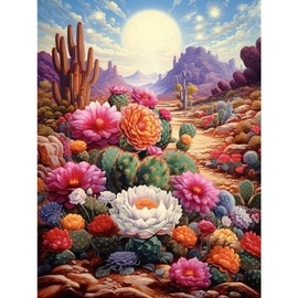 Acudotr Diamond Painting Kits for Adults, 5D DIY Diamond Art Kits for Beginners, Full Drill Diamond Painting Kits for Home Wall Decor, Desert Cactus Flowers, 12x16 Inch