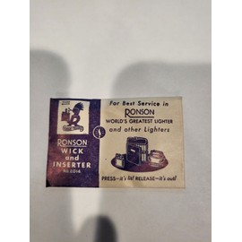 Ronson Vintage Ronson Lighter Wick with Inserter included, works with Ronson & Others