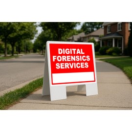 Digital Forensics Services Write On Me Red Folding Coroplast A-Frame Double-Sided 23in x23in