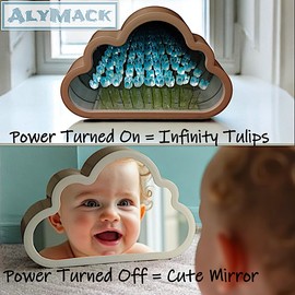 ALYMACK Handmade Tulip Lamp Fully Assembled - Flower Night Light Cuteness Lamps - Tulip and Rose Infinity Mirror in a Glass - Gift for Women or Girl - Lampara de Tulipanes Infinitos (Blue, AA)