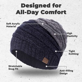 HADM Oversize XXL Men Beanie Hat for Big Heads 23.5"-25.5" Skull Cap Jesse Pinkman Hat Warm Large Knit Warm Stocking Hats