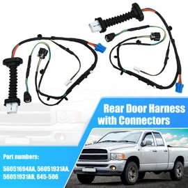 X AUTOHAUX 2pcs Rear Door Harness with Connectors for Dodge for RAM 1500 2500 3500 4500 5500 56051931AA 56051931AB 56051694AA 645-506 Automotive Rear Door Wiring Harness Left Right Side