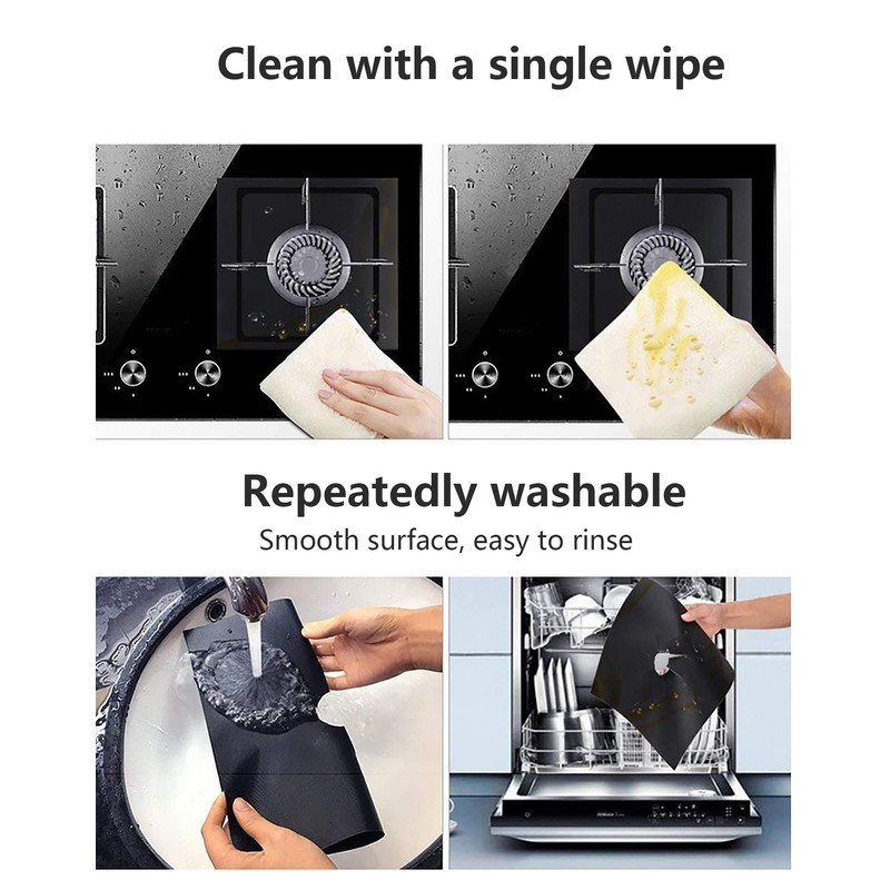 WANGCL 4 Thickened 0.2mm Sheets Stove Burner Cover Reusable Non-Stick