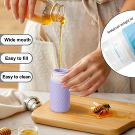 5Pcs Condiment Squeeze Bottles for Sauces, Silicone Salad Dressing Container to go, 2 OZ Sauce Containers for Lunch Box, Condiment Containers with Lids, Leakproof Ketchup Bottles Squeeze for Hot Sauce