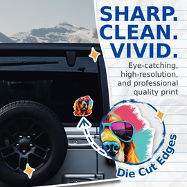 (2 Pack) Basset Fauve De Bretagne Dog Stickers - Basset Fauve De Bretagne with Sunglasses - Choose FromOver 100 Dog Breeds - 5 Inches On Longest Side - Premium Vinyl - Made in USA - BMCS0308