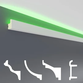 HEXIM LED Stucco Moulding Pattern – Indirect Lighting with Ceiling Strips Made of PU, Light and Opaque (20 cm LED-19) Decoration Corner Spot Indoor