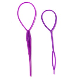 ruech 2 Topsy Tail French Braid Loop Hair Braid Ponytail Maker Hair Styling Tools Ponytail Creator Plastic Loop, Hair Accessories (Purple)