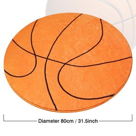 JOINSI Basketball Rug 31"x31" Round Bathroom Mat, Non Slip Bedroom Sports Carpets for Kids Boys Bedroom Living Room Playroom Decor (Basketball)
