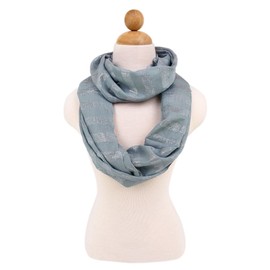 Premium Striped Glitter Infinity Loop Fashion Scarf, Blue