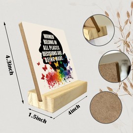 Feminist Wood Plaque Gift, Women Belong In All Places Where Decisions Are Being Made, Plaque with Wooden Stand, Wood Sign Plaque Gift, Ruth Bader Ginsburg, RBG Woman's Rights A1