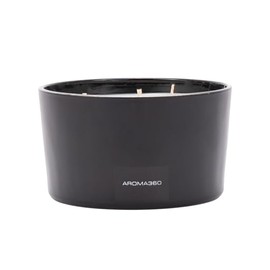 Aroma360 - Iris 9oz Candle - Luxury Scented Candles with Essential Oils - Notes of Cassis, Cool Blackcurrant and Bulgarian Rose - Aromatherapy - Soy Candles - 50hr Burn (Black)