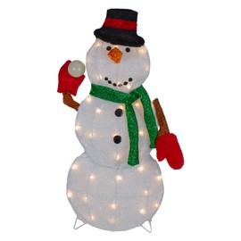 Snowman with Snowball Christmas Outdoor Decoration - 24" - White Lights