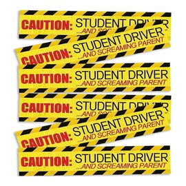 Vaygway Caution Student Driver and Screaming Parent Magnetic Sign - 6 Pcs Car Safety High Reflective Vehicle New Driver Magnetic Sign Bumper Sticker - Yellow