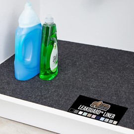 GORILLA GRIP LeakGuard Non-Adhesive Under Sink Mat for Kitchen Cabinet, Waterproof Quick Dry Shelf Liner, Durable Absorbent Felt Mats for Bathroom Sinks, Cabinets, Dresser, Easy to Trim 24x30 Charcoal