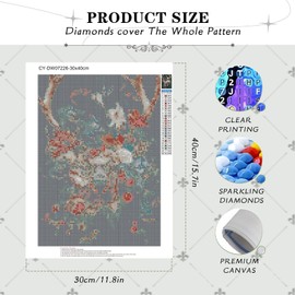 Diamond Painting Kits-Round Full Drill Diamond Painting Kits, 5D DIY Flowers and Moose Diamond Painting by Number Kits Diamond Art Kits for Home Wall Decor 12x16 Inch