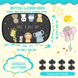 Car Sun Shade Baby 2 Pieces 51 x 31 cm Sun Protection Car Children with UV Protection, Car Window Sun Protection Children Car Sun Protection Side Window with Cute Animal Motifs