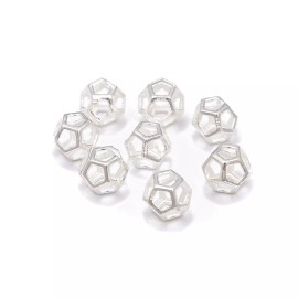 Sterling Silver Hollow Octagonal Beads Size 8.2mm, 6pcs per Bag (8.2mm)