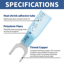 TKDMR 520PCS Marine Grade Heat Shrink Wire Connectors-Electrical Connectors Kit of Tinned Red Copper,16-14 22-16 12-10 Gauge Crimp Insulated Ring Fork Spade Butt Splices(3Colors/24Size)+Crimping Tool
