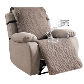 Genina Waterproof Oversized Recliner Chair Covers - 100% Protection, Non-Slip, Washable Recliner Slipcover for Larger Recliners, Kids & Pets Friendly【28'' /Taupe】