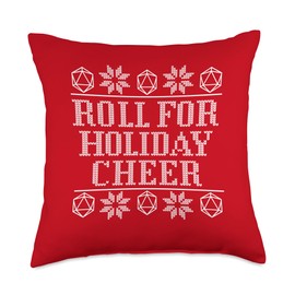 Roll For Holiday Cheer Knit style design Throw Pillow