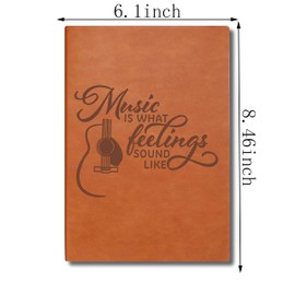 LBWCER Music is What Feelings Sound Like Leather Journal Notebook Music Teacher Gift Musical Note Charm Leather Journal Notebook Gift (Music)