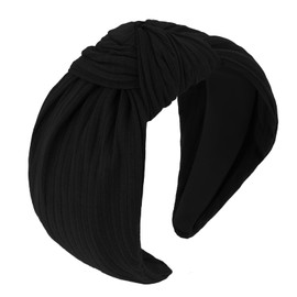 YISSION Wide Knotted Headbands for Women Non Slip Head Band Black Headband Fashion Top Knot Hairband Hair Accessories for Women Girls