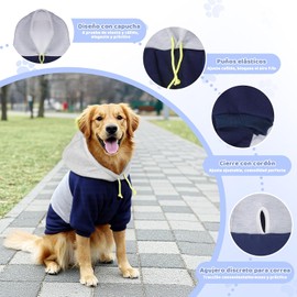 wishkit Suéter con Capucha para Perros, Ropa de Invierno Suave y CóModa con Agujero para Correa, Ideal para Perros Medianos y Grandes, Material Cálido para Clima Frío (Azul, 4XL)