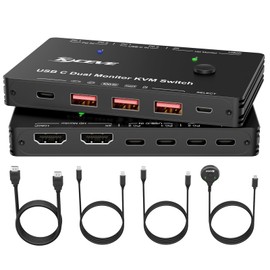 YOUTINGHDAV KVM Switch 2 PC 2 Monitors USB C, KVM Switch Dual Monitor HDMI for 2 Laptops, 2 USB C MST Port, Type-C 65W PD for Laptop, KVM Switches USBC 2 in 2 Out, 2 HDMI Out 4K@60Hz, 1080P@60Hz