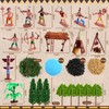 Native American Figurines Set 43 Pcs Plastic Miniature Indian Figure