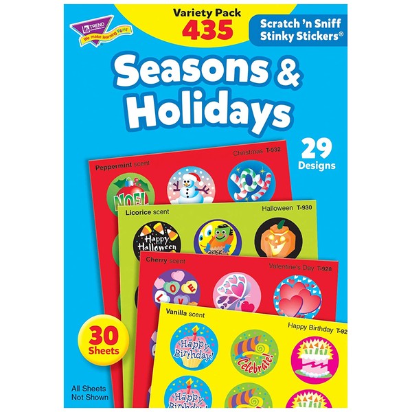 Trend T580 Stinky Stickers Variety Pack, Seasons/Holidays (Pack of 435)