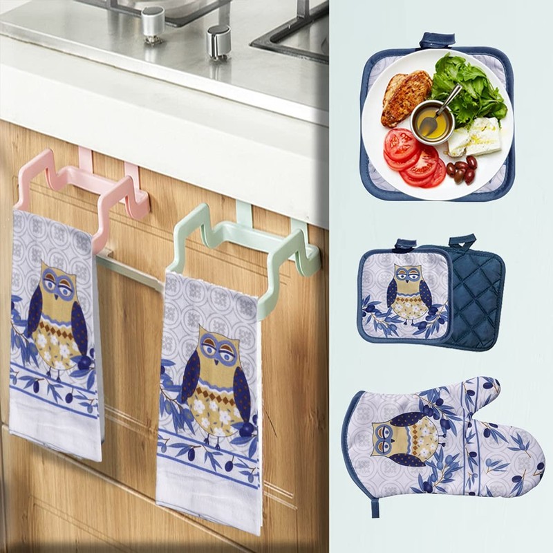 Lobyn Value Packs: Whimsical Blue Owl 5 Piece Kitchen Towel