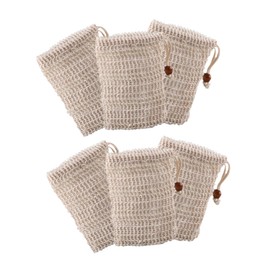 TOVINANNA Soap Storage Pouch 6pcs Plant Fiber Bath Foaming Bags Quick Dry Easy to Hang