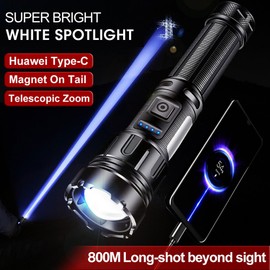 Unbranded 1000000 Lumens Super-Bright LED Tactical Flashlight Rechargeable COB Work Light