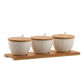 Belleek Pottery 7987 Ripple Three Bowls Set with Tray , White , 8.8x6