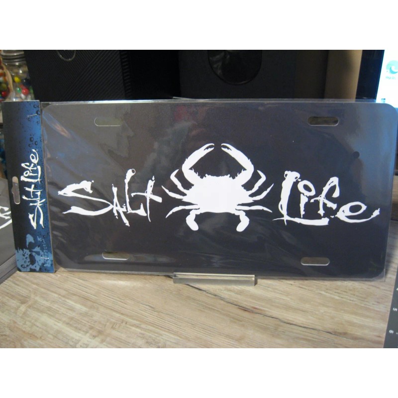 Salt Life License Plate - Crab - Black & White