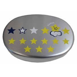 Aluminum Bento Box, 9.5 fl oz (280 ml) (with polyethylene inner pig and elastic band), Smiley Star Pattern, Made in Japan