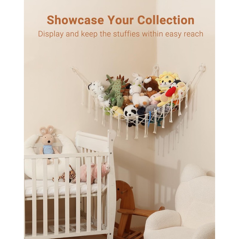 iKeelo Teddy Hammocks, Corner Toy Storage Net for Stuffed Animals,