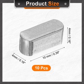 uxcell 10Pcs Round Ended Feather Key, 4 x 4 x 10mm Carbon Steel Parallel Drive Shaft Key Stock, Machine Keyway for Shaft Type Fastening Connection