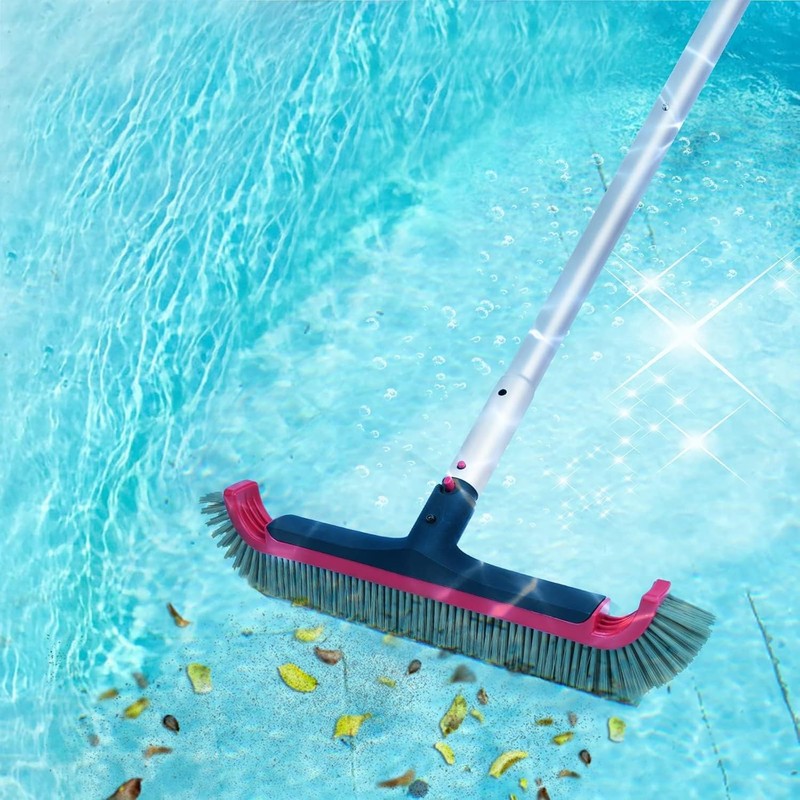 Swimming Pool Brush with Pole - 17.5" Wall Brush with