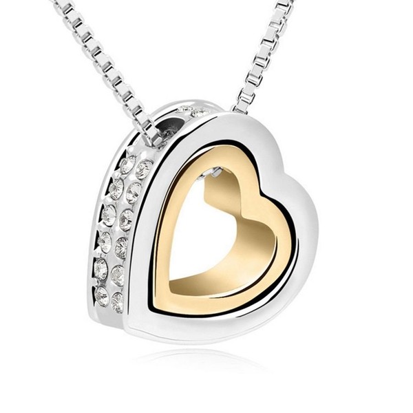 Bungsa Women's Necklace 45 cm Silver Gold Heart Necklace with