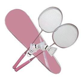 Badminton Rackets,2PCS Badminton Rackets Set for Outdoor Backyard Games Lightweight Badminton Rackets with Shuttlecocks Carrying Bag for Adults and Teenagers (Pink)