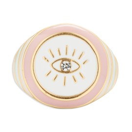 Lucky Brand Evil Eye Enamel Ring, Gold, Size 7