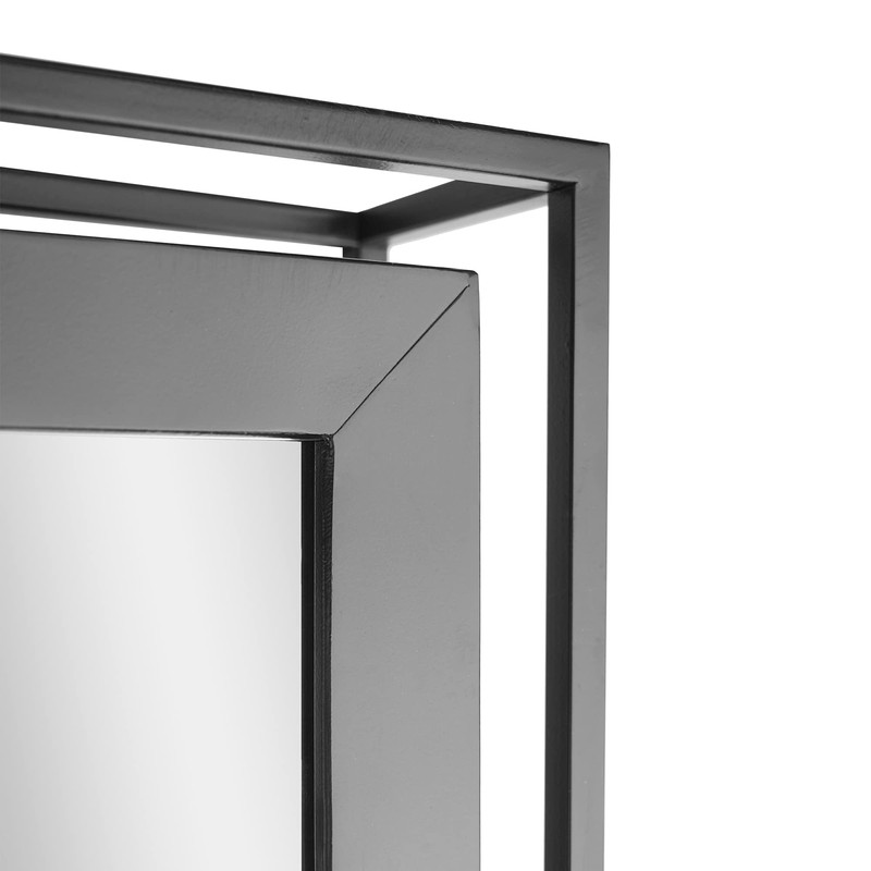 Head West Black Rectangular Metal Framed Swivel Floating Wall Mirror,