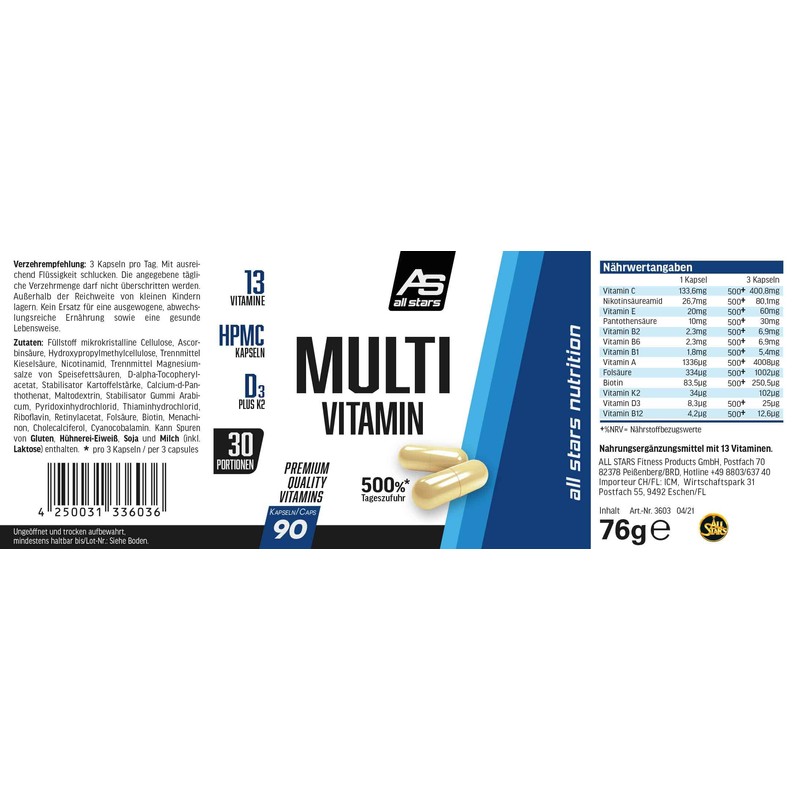 All Stars Multivitamin I 90 Capsules Multivitamins High Dose I