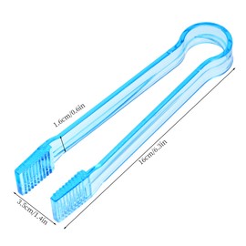 10 Pcs Plastic Buffet Serving Tongs, Clear Blue Kitchen Tongs Mini Serving Utensil Tongs for Food Ice Salad Buffet Barbecue Cookies, 6.3 Inches