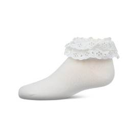 MeMoi Dual Layer Eyelet Lace Anklet Sock Winter White 0