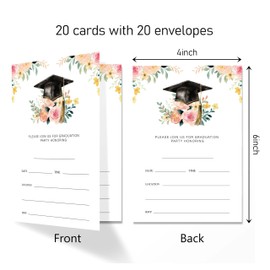 ANYEMW 4"x6" Graduation Invitations 2025-20 Cards with 20 Envelopes - 2025 Graduation Party Invites - Grad party invitations.(131)