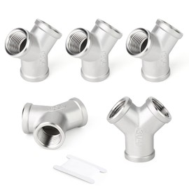 ERGAOBOY 5 Pieces 1/2 Inch BSP Female Thread 304 Stainless Steel 3 Way Y Shape T Piece Pipe Fittings