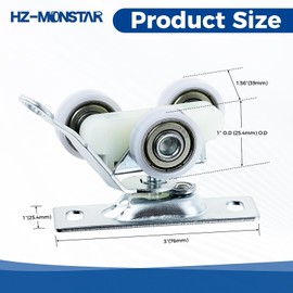HZ-MONSTAR 2 Pack Sliding Pocket Door Hardware Kit, Sliding Door Top Hanger Rollers Wheels Compatibile with Johnson Part 1125 & 1500 Hardware Kit with Pocket Door Wrench and Screws, 200lbs Capacity