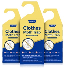Ubalun Clothes Moth Traps with Powerful Pheromones, Natural & Odor-Free Sticky Moth Traps for Clothes & Closets, Refillable 6-Pack